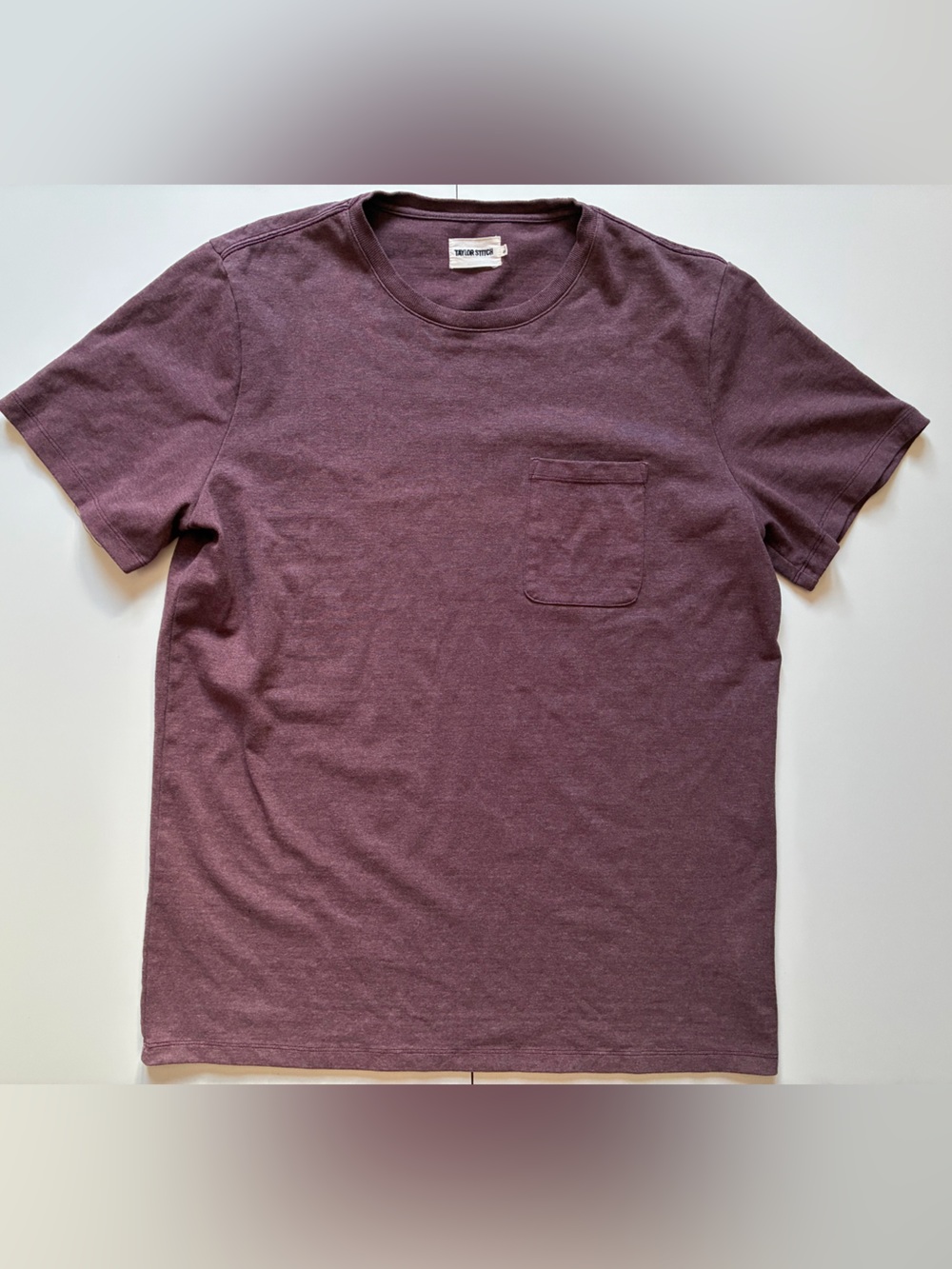 Taylor Stitch Men's Pocket Crewneck Tee - Plum Heather - Size 44